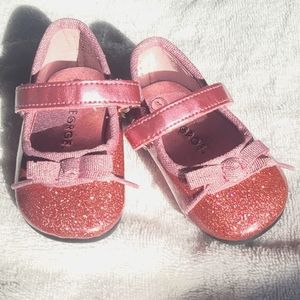 GEORGE girl dressy fancy pink glittery baby shoes Size 3 velcro strap
